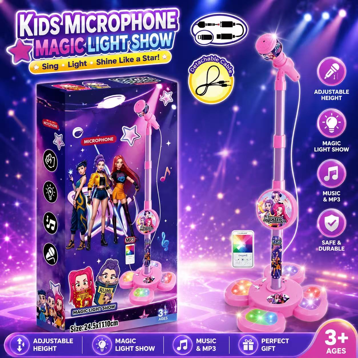 Audio Music Edit - Karaoke Microphone with Stand, Portable Music