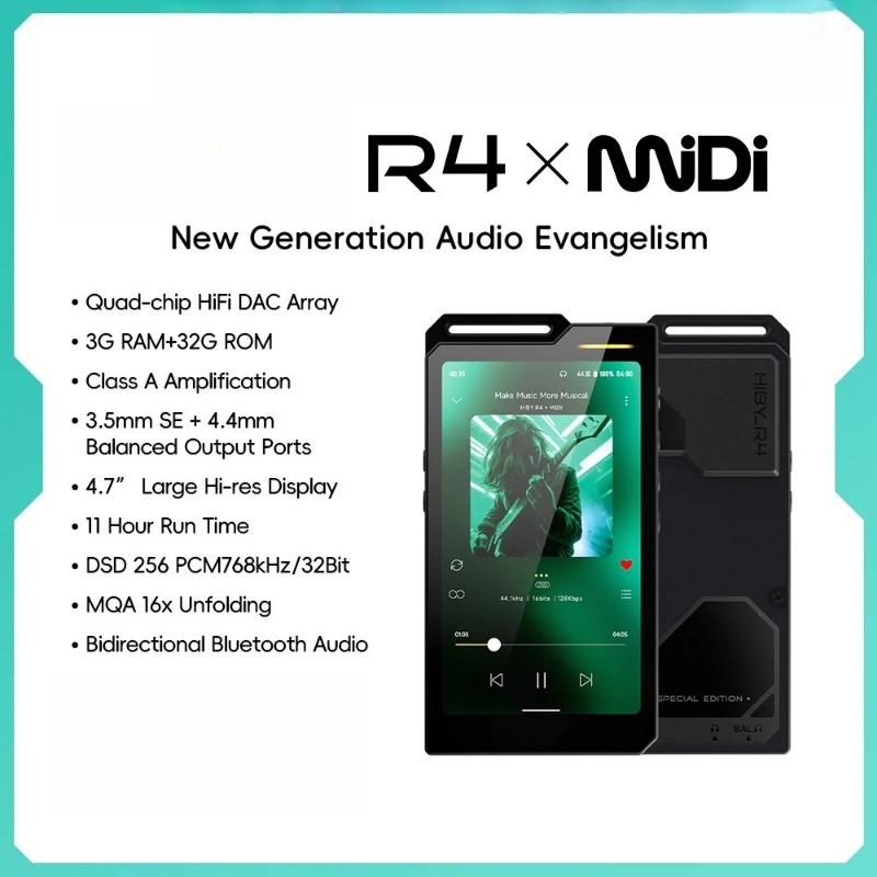 Audio Music Player - R4 MiDi Version ES9018Q2M*4 Android 12