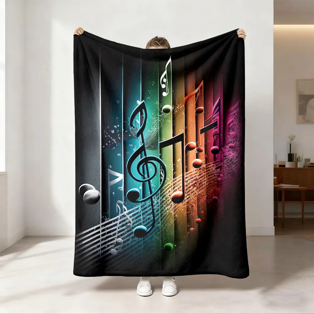 Audio To Music Sheet - Throw Blanket Vibrant Neon Rainbow Music