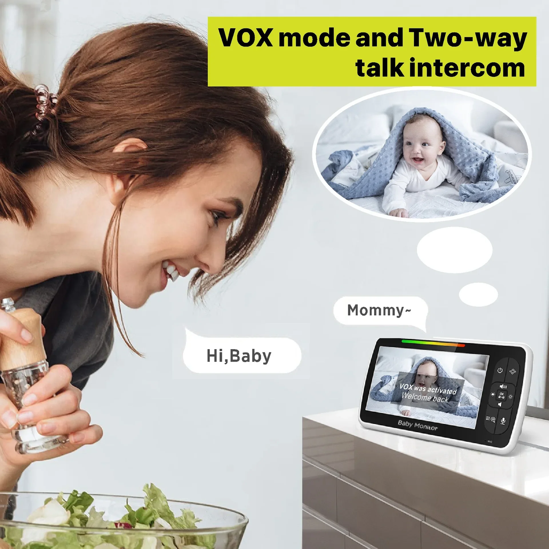 5.0 Inch Video Baby Monitor Wi - Audio Hd Music 评论和价格