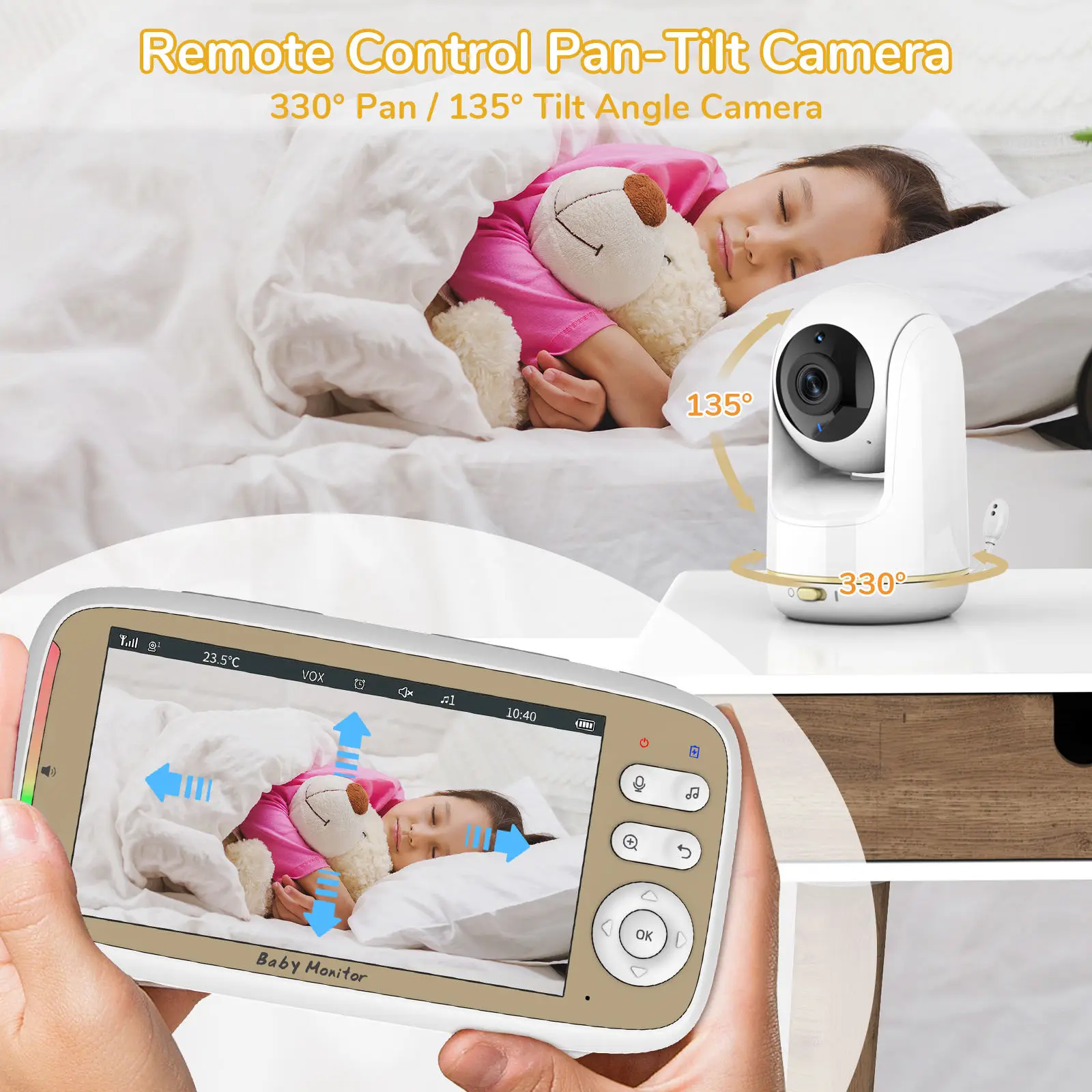 5 Inch Baby Monitor 3X Zoom PT - Audio Hd Music 评论和价格