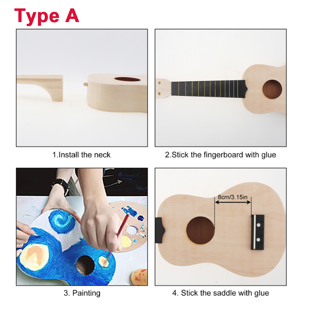 DIY Ukulele  21 Inch  Kit Deer - Ukulele Beginner Kit 评论和价格